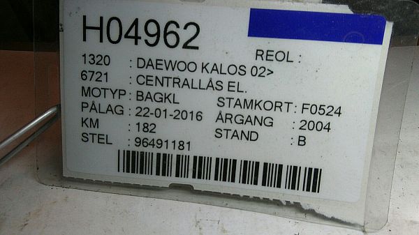 Zentralverriegelung DAEWOO KALOS (KLAS)