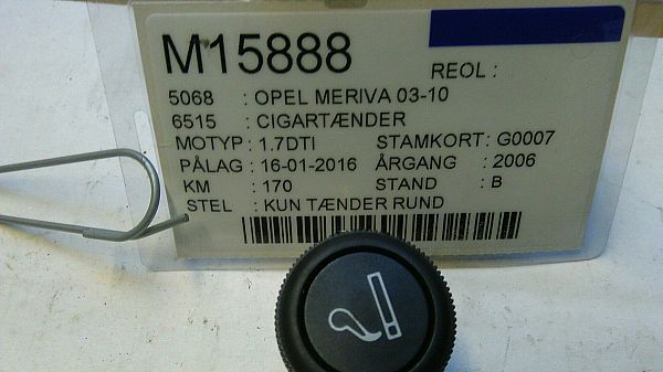 Zigarettenanzünder OPEL MERIVA A MPV (X03)