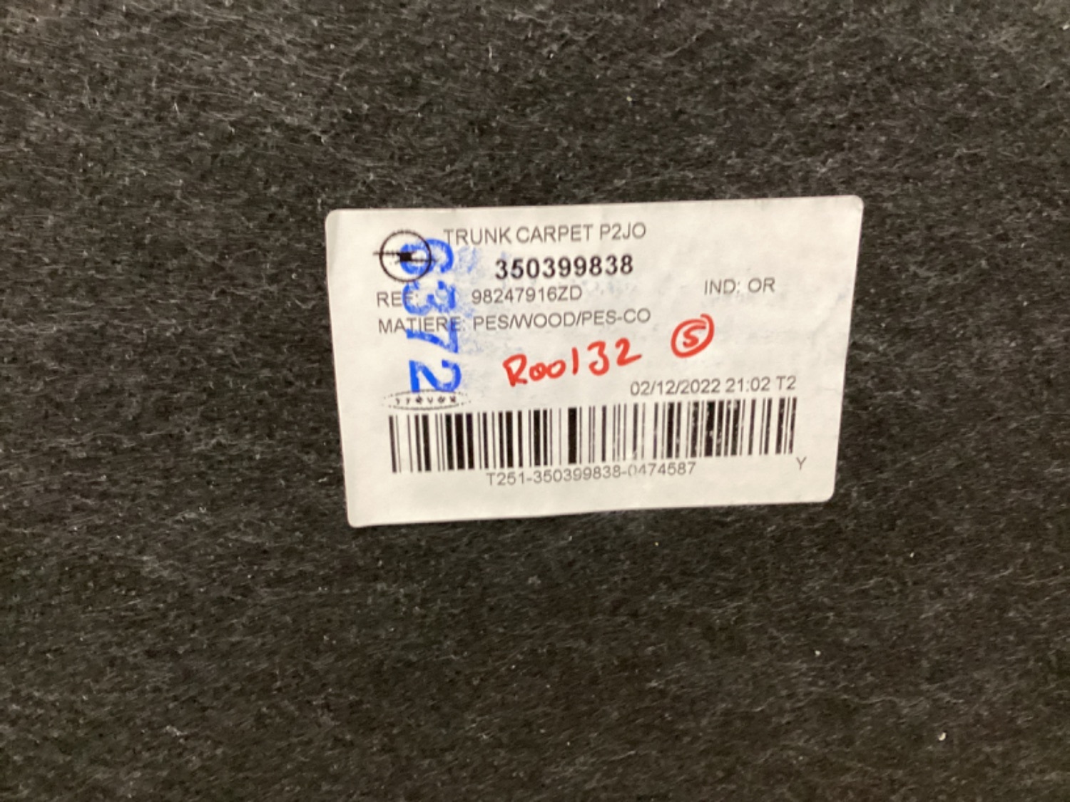 Opel CORSA F Boot mat 98247916ZD, 98247916ZD
