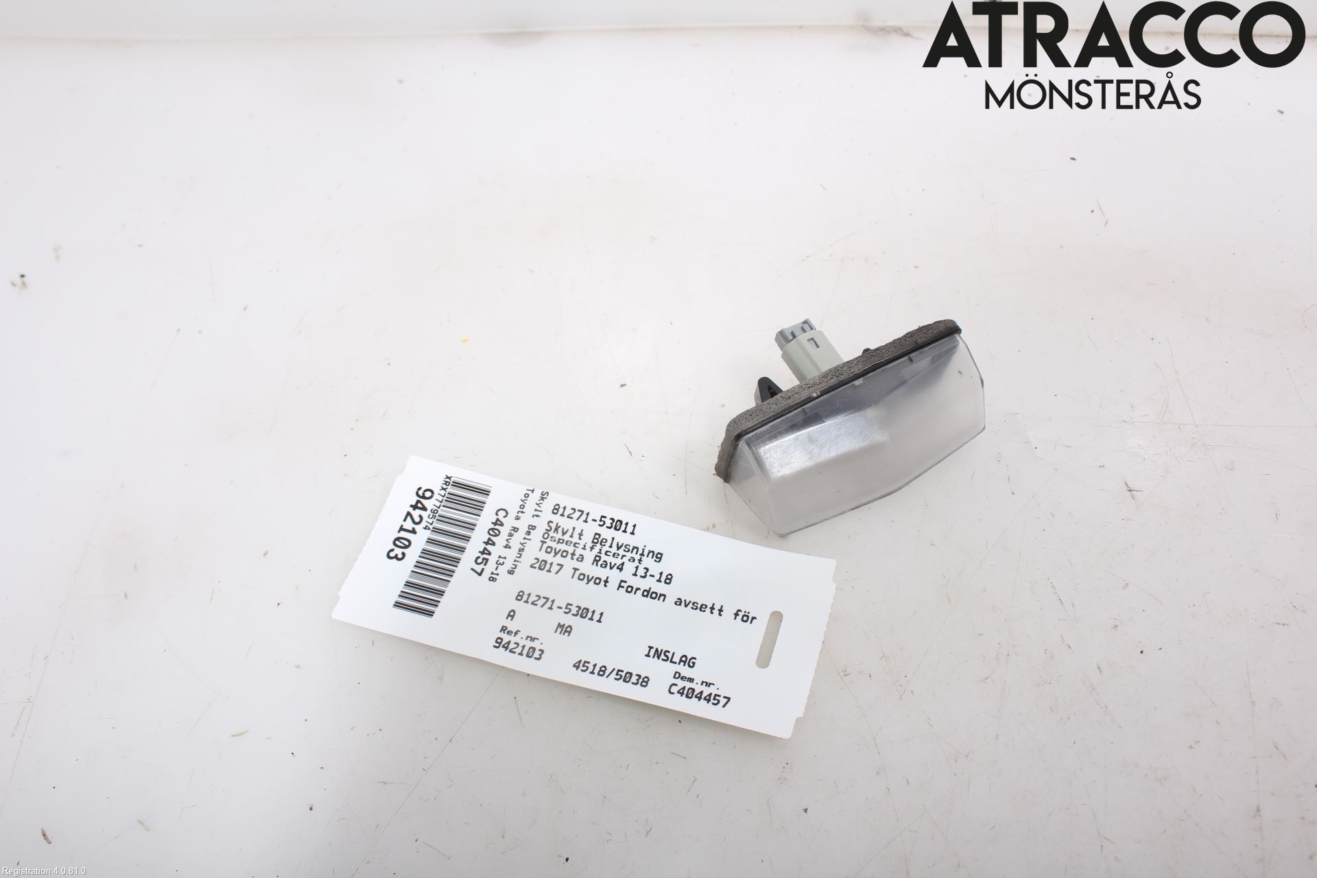 Number plate light for TOYOTA RAV 4 IV (_A4_)