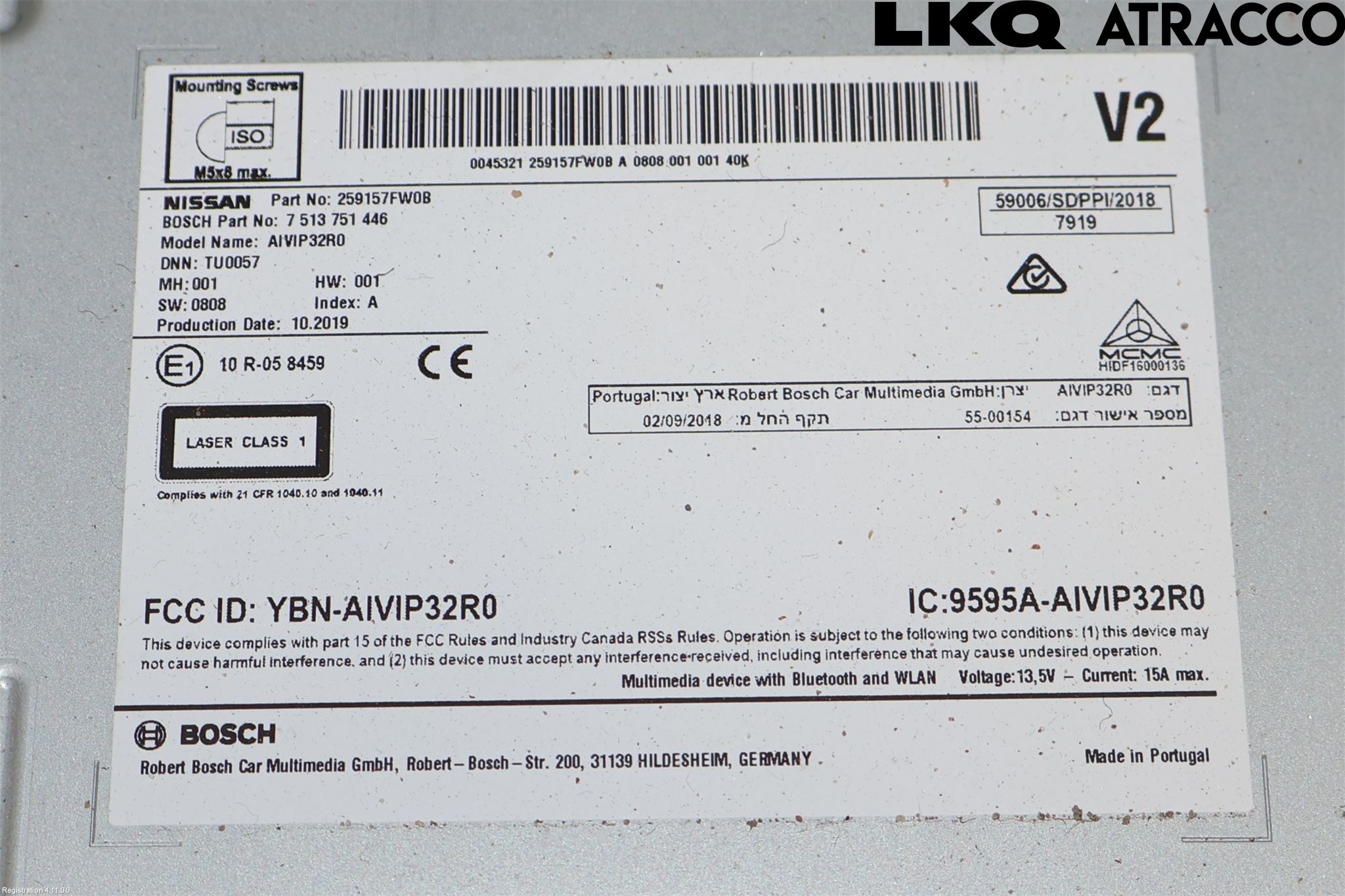 Nissan QASHQAI II (J11, J11_) Audio 259157FW5C, 259157FW0B
