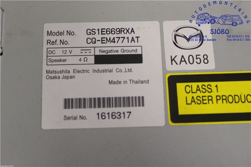 まぐページ Mazda 6 Hatchback (GH) Audio GS1E-66-9RXC