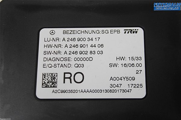 Parkeringsbremsemodul / styrboks (EPB) MERCEDES-BENZ CLA Shooting Brake (X117)