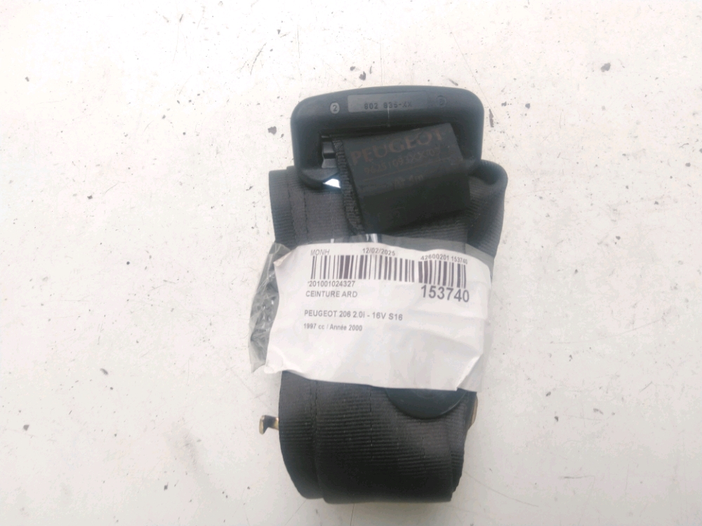 Ceinture De Sécurité Arrière Droite Pour PEUGEOT 206+ (2009 Et +) - Réf 8975QZ